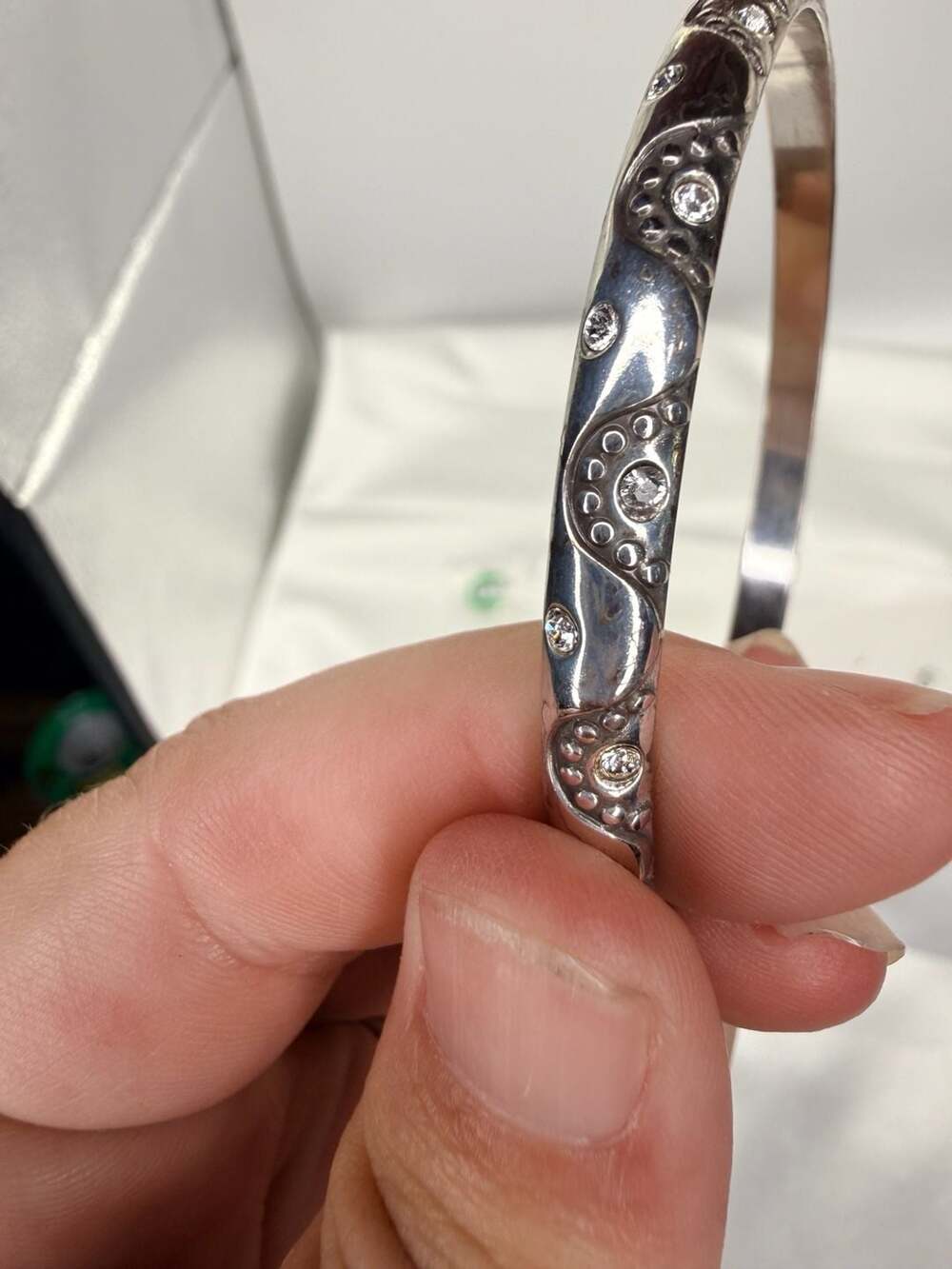 Brighton 7.5 Inch Silver Tone Stone Accent Bangle as is